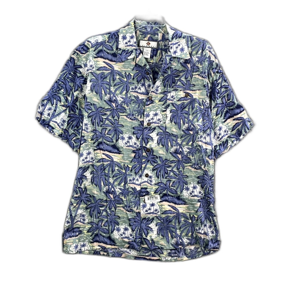 Chiamare Hawaiian Shirt Mens Medium Tropical Print Camp Collar Beach Outdoor
